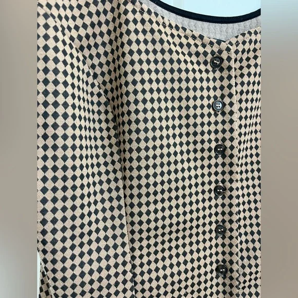 Maeve Jacquard Bustier Top XL Tan Black Button Front Tank Top Boho Neutral EUC - Picture 2 of 8